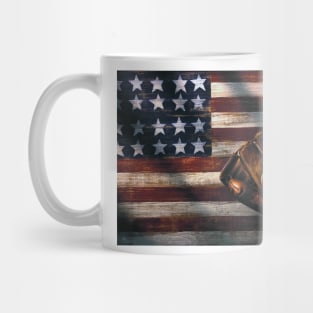 Folk art American flag and baseball mitt Mug